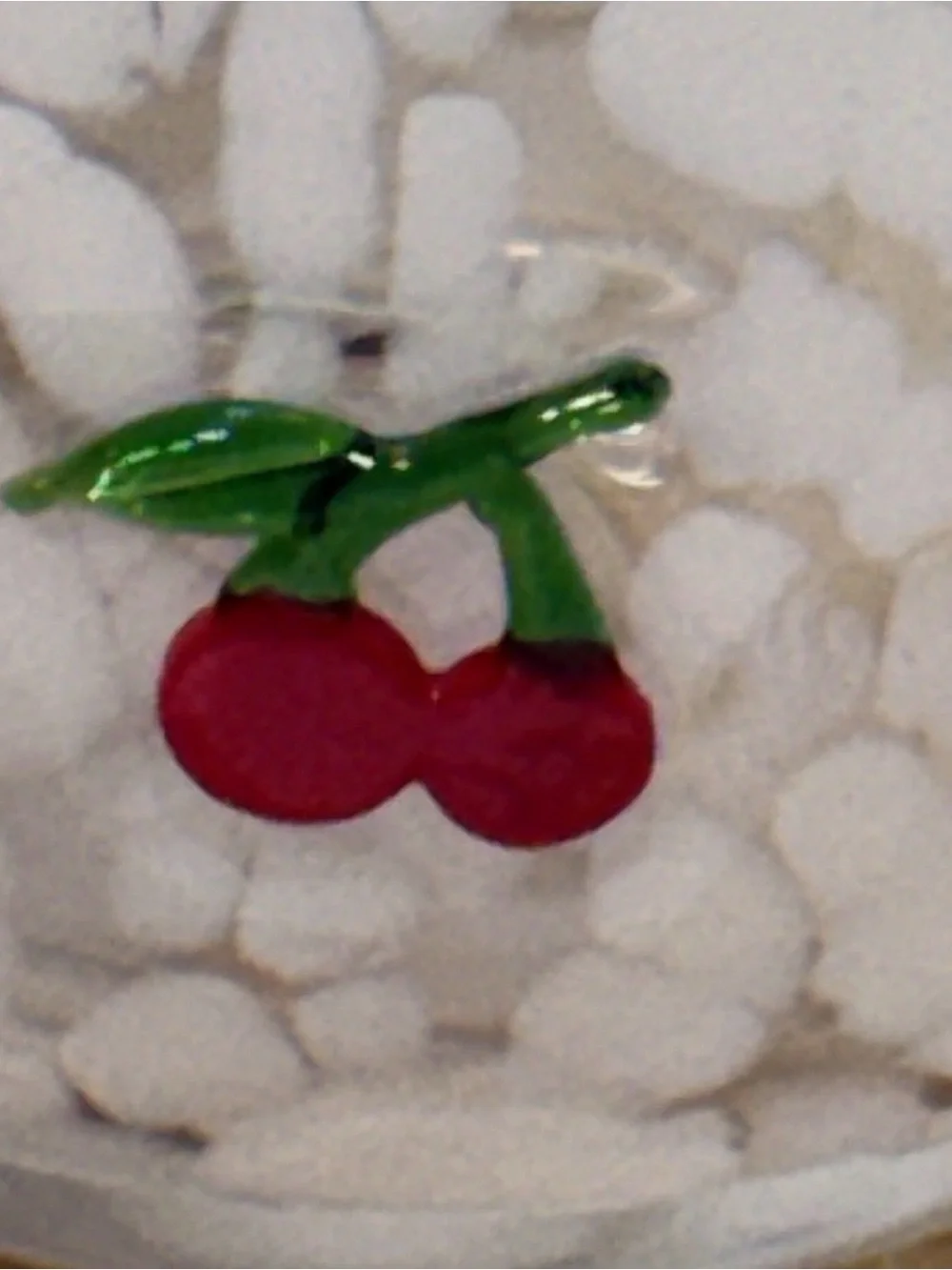 Hand Blown Cherry Art Glass Tumblers Set of 2 White Confetti Cups